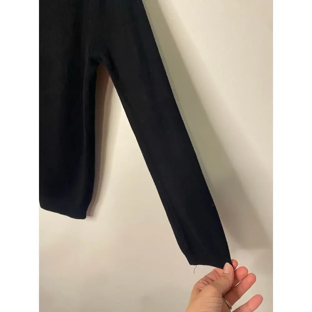 Womens Zara Knit Black Full Zip‎ Sweater Classic Grunge Moto Cardigan Size Large